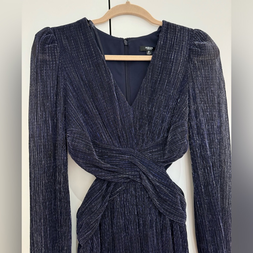 AQUA Cutout Metallic Gown Formal Dress